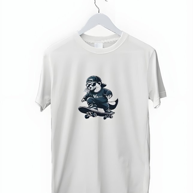 Skateboarding Weasel T Shirt (unisex tshirt mockup on hanger)