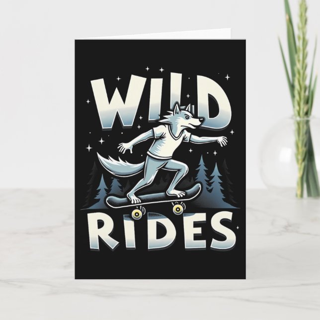 Skateboarding Wolf Spirit Animal Wolf Wild Rides  Kort (Framsida)
