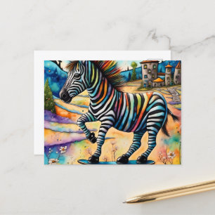 Skateboarding Zebra Vykort