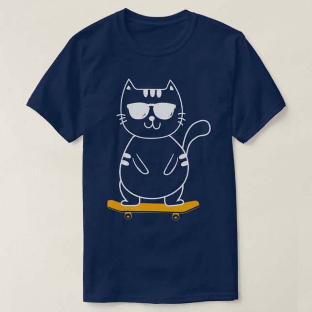 Skateboardingkatt - Skateboarderns Skater T Shirt (Design framsida)