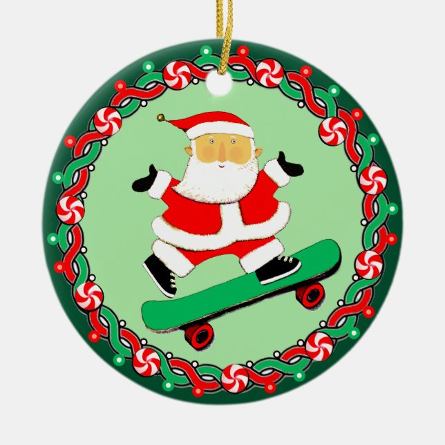Skateboardjulpresent Keramisk Ornament (Framsidan)