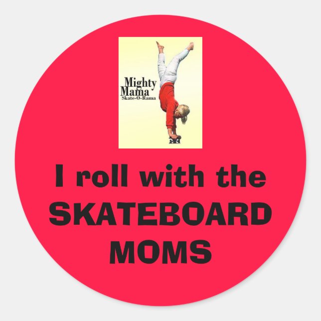 Skateboardmammorklistermärke Runt Klistermärke (Framsida)