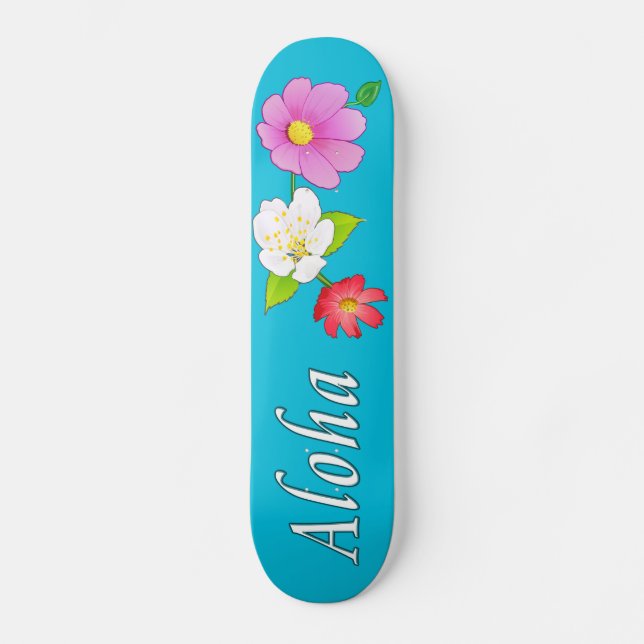 Skateboards för Hawaii Skateboardblommigt Aloha (Framsida)