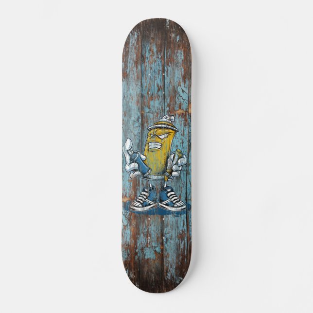 Skateboards graffiti sur planche en bois usée (Framsida)