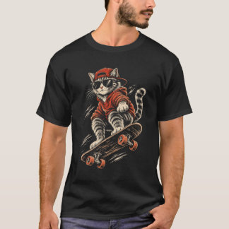 Skateboardskatt - Rolig Katt T Shirt