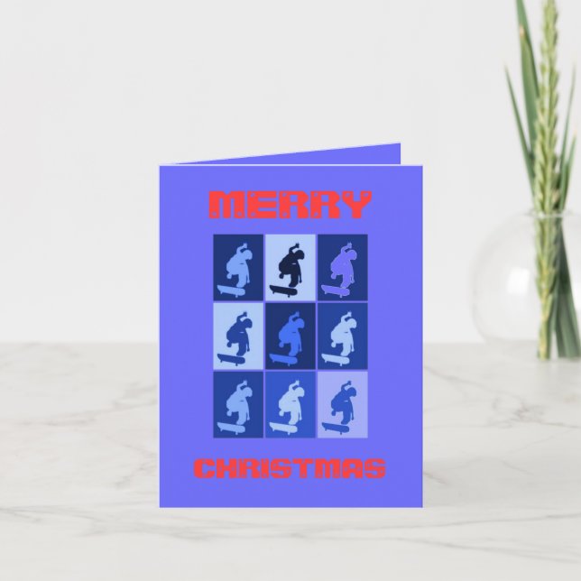SKATEBOARING CHRISTMAS CARDS & NOTECARDS HELGKORT (Framsida)
