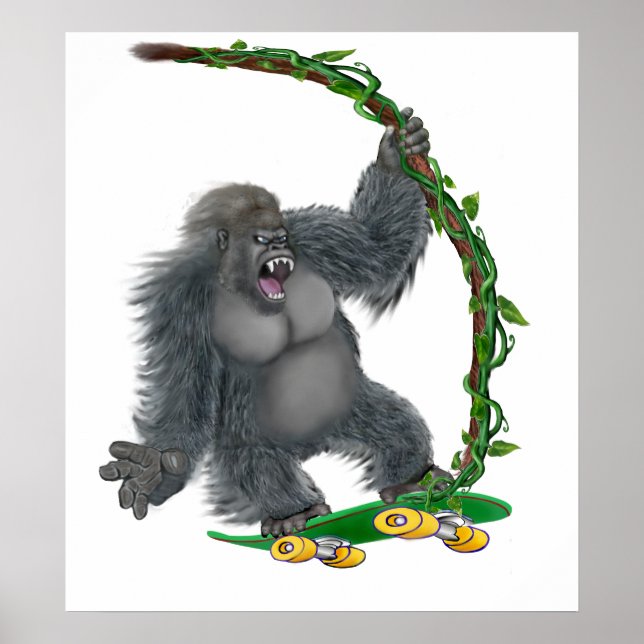 SKATEBORD GORILLA POSTER (Framsidan)