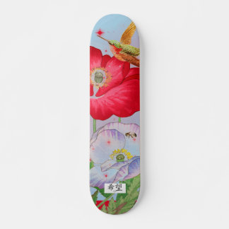 SKATEBORD MED JAPANESKOLOR OCH HUMINGBIRD MINI SKATEBOARD BRÄDA 18,5 CM
