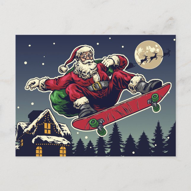 Skatebräda jultomte postkort vykort (Framsida)