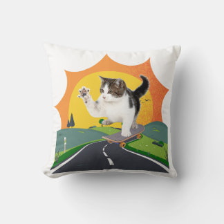 Skatebroderad katt kudde