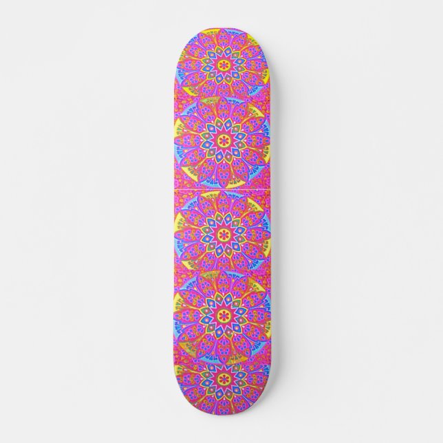 Skatepunkprinsessa Rosa Mandala Skateboard Bräda 21,5 Cm (Framsida)