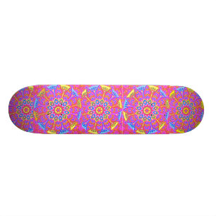 Skatepunkprinsessa Rosa Mandala Skateboard Bräda 21,5 Cm