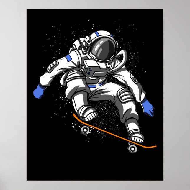Skater Astronaut Skateboarding Cosmic Space Poster (Framsidan)