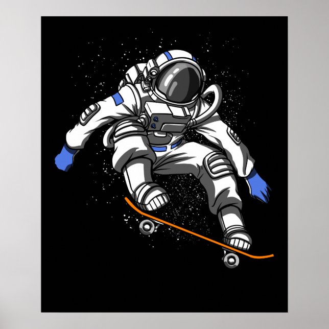Skater Astronaut Skateboarding Cosmic Space Poster (Framsidan)