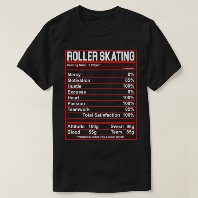 Skater av Funny Roller Skating Nutrition Facts T Shirt (Design framsida)