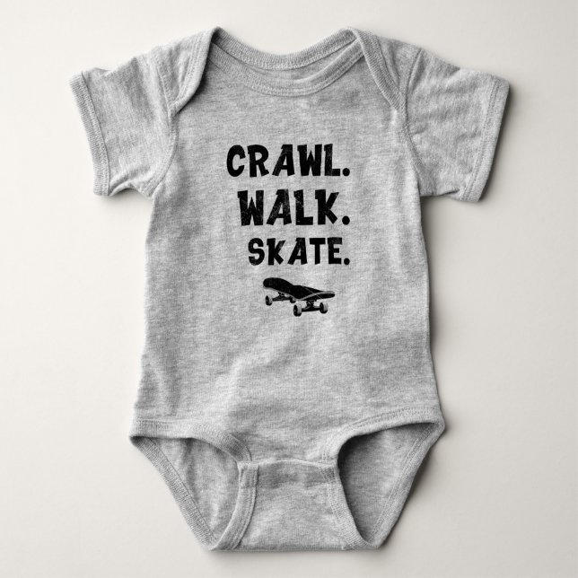 Skater Baby, Crawl Walk Skate, Skateboard Baby T Shirt (Framsida)
