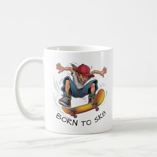 Skater Boy Skateboarding Kaffemugg (Vänster)