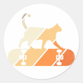 Skater Cat Primo Walk Skateboard Runt Klistermärke