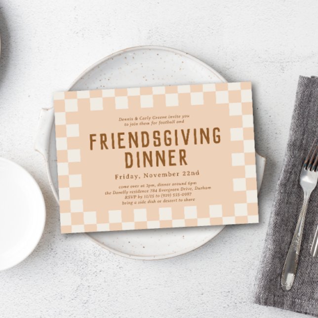 Skater Checkerboard Friendsgiving Middag Inbjudningar (Skapare uppladdad)