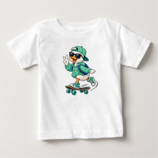 Skater Duck T-shirt, Cool Duck Ridning Skateboard T Shirt