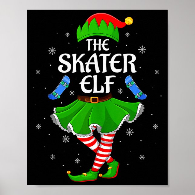 Skater Elf Christmas Family Girls Women Elf Squad  Poster (Framsidan)