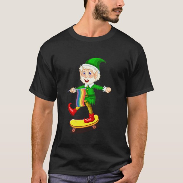 Skater Elf-julklappen Lgbt Q Gay pride X Mas P T Shirt (Framsida)