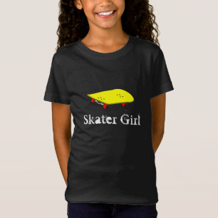 Skater-flickslogan med skateboard för coola gult t shirt