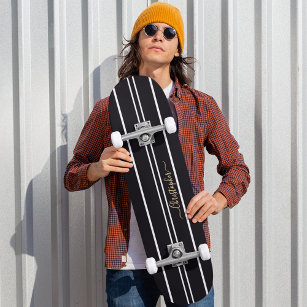 Skater för Coola av klassiskt svart vitt Rand, Mon Mini Skateboard Bräda 18,5 Cm