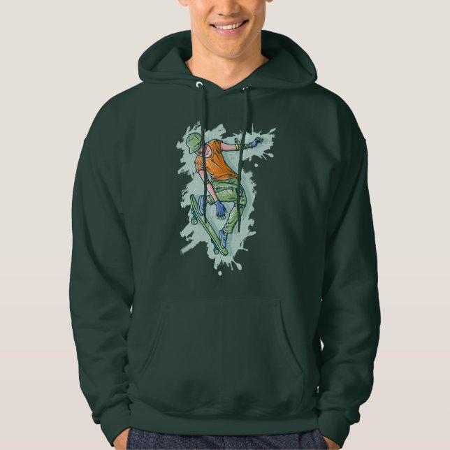 Skater för färgad, praktisk illustration hoodie (Framsida)