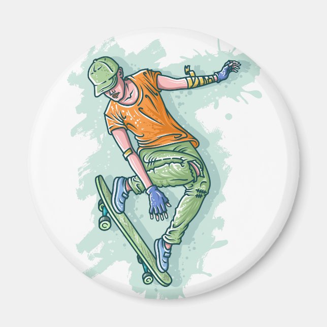 Skater för färgad, praktisk illustration magnet (Framsidan)