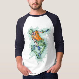 Skater för färgad, praktisk illustration t shirt