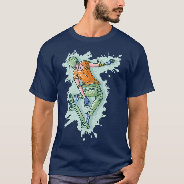 Skater för färgad, praktisk illustration t shirt (Framsida)