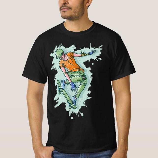 Skater för färgad, praktisk illustration t shirt (Framsida)