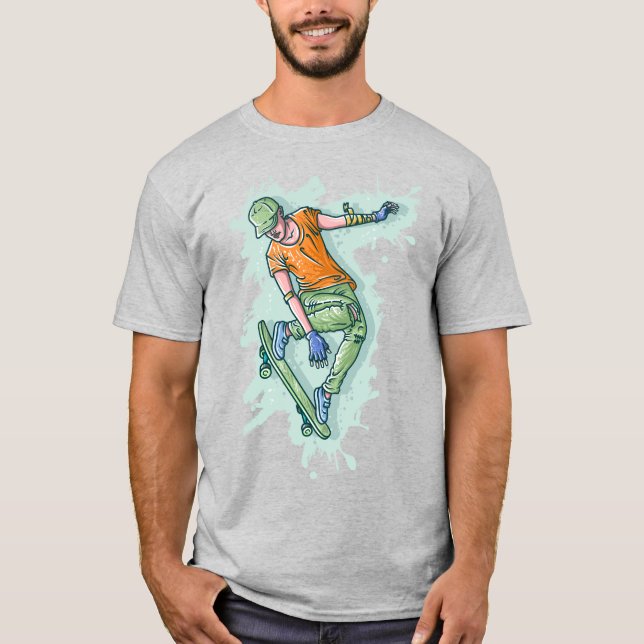 Skater för färgad, praktisk illustration t shirt (Framsida)