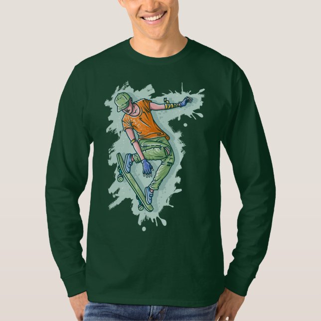 Skater för färgad, praktisk illustration t shirt (Framsida)