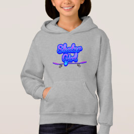 Skater Girl Blue Mauve Graffiti Glow Skateboard T Shirt