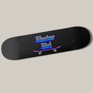 Skater Girl Blue Rosa Graffiti Glow Skateboard