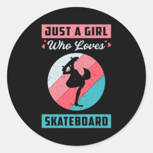 Skater Girl Girls Sk8 Skateboard Retro Gift Idea Runt Klistermärke