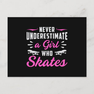 Skater Girl Girls Sk8 Skating Skateboard Gift Idea Vykort