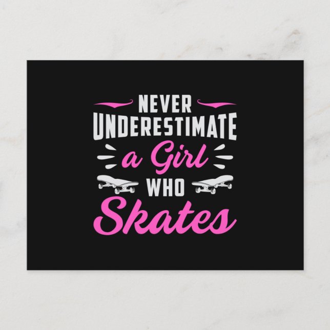 Skater Girl Girls Sk8 Skating Skateboard Gift Idea Vykort (Framsida)