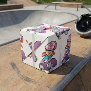 Skater Girl Kul Rosa Hjälm Skateboard Presentpapper