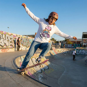 Skater Girl Kul Rosa Hjälm Skateboard T Shirt