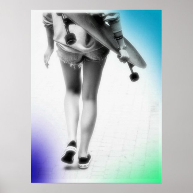 Skater Girl Pop Art Poster (Framsidan)