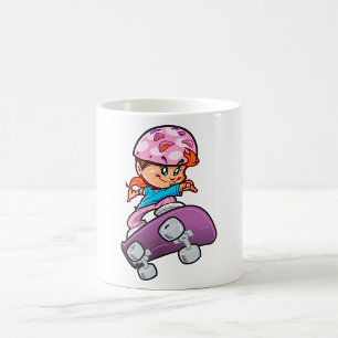 Skater Girl Rolig Rosa Hjälm Skateboard Kaffemugg