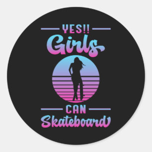 Skater Girl Sk8 Girls Skateboard Skating Gift Idea Runt Klistermärke
