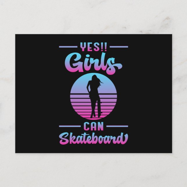 Skater Girl Sk8 Girls Skateboard Skating Gift Idea Vykort (Framsida)