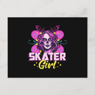 Skater Girl Sk8 Skateboard Girls Skating Gift Idea Vykort