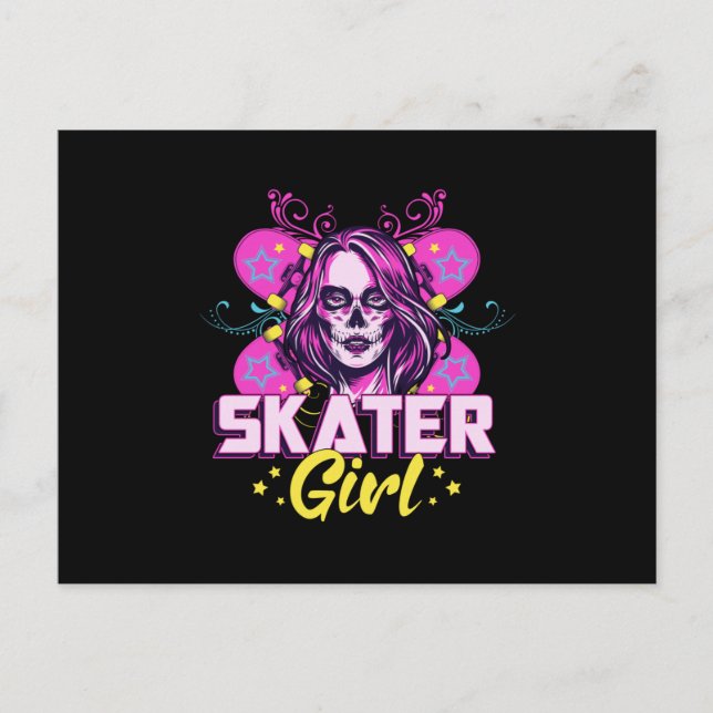 Skater Girl Sk8 Skateboard Girls Skating Gift Idea Vykort (Framsida)