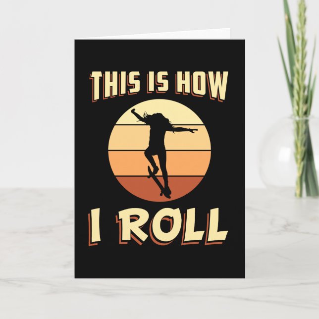 Skater Girl Sk8 Skateboard Skating Retro Gift Idea Kort (Framsida)