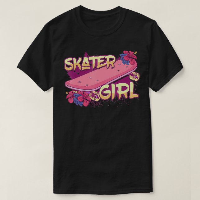 Skater Girl Skateboard Skateboarding T Shirt (Design framsida)